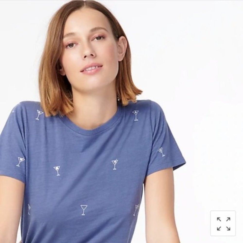 NEW J Crew Martini Glass Vintage Cotton Tee S NWT Cocktail Fun Novelty